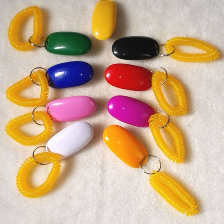 10 PCS Pet Training Clicker Button Dog Training Whistle with Key Chain & Spring Chain, Random Col...