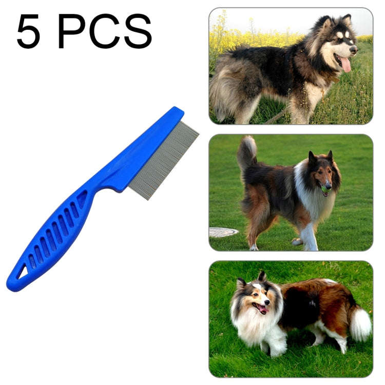 5 PCS Pet Cats Dogs Supplies Combs Fine Toothed Stainless Steel Needle Fleas Removal Combs, Lengt...