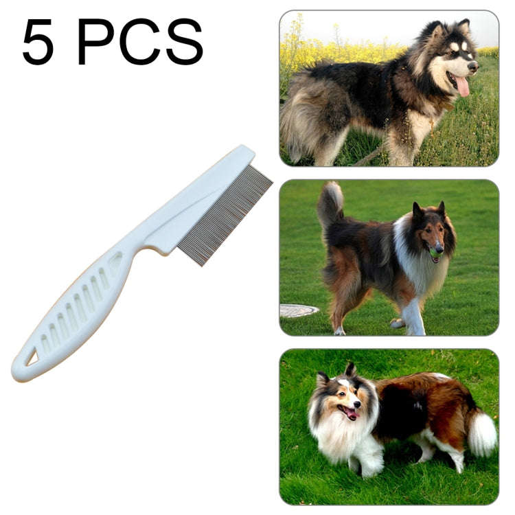 5 PCS Pet Cats Dogs Supplies Combs Fine Toothed Stainless Steel Needle Fleas Removal Combs, Lengt...