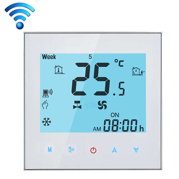 LCD Display Air Conditioning 4-Pipe Programmable Room Thermostat for Fan Coil Unit, Supports Wifi...