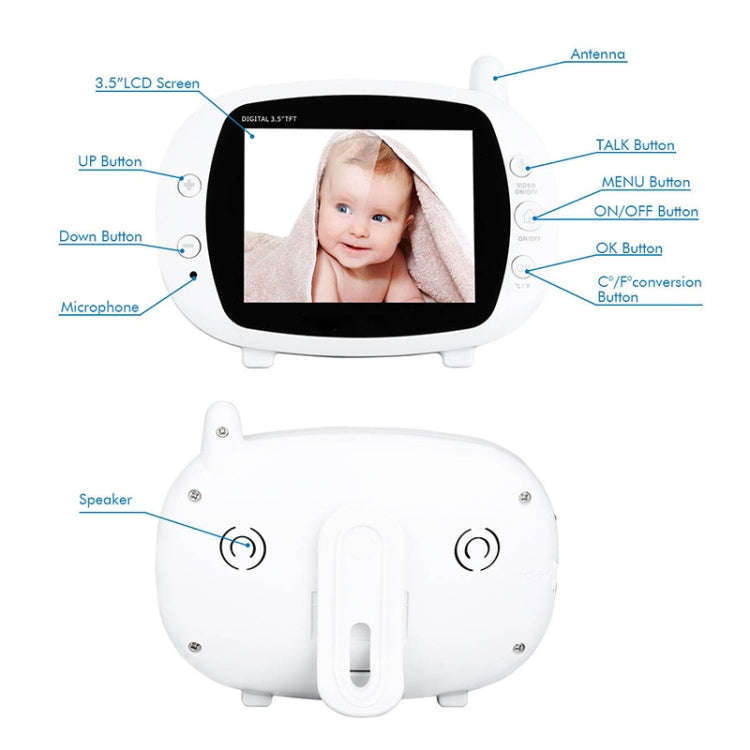 BM-850 3.5 inch LCD 2.4GHz Wireless Surveillance Camera Baby Monitor with 8-IR LED Night Vision, ...