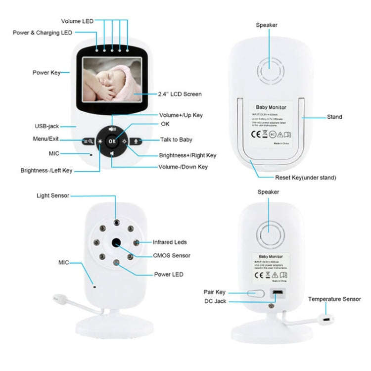 BM-SM24 2.4 inch LCD 2.4GHz Wireless Surveillance Camera Baby Monitor with 8-IR LED Night Vision,...
