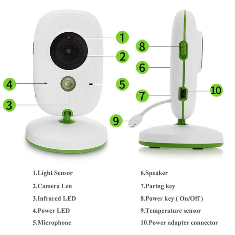 VB602 2.4 inch LCD 2.4GHz Wireless Surveillance Camera Baby Monitor, Support Two Way Talk Back, N...