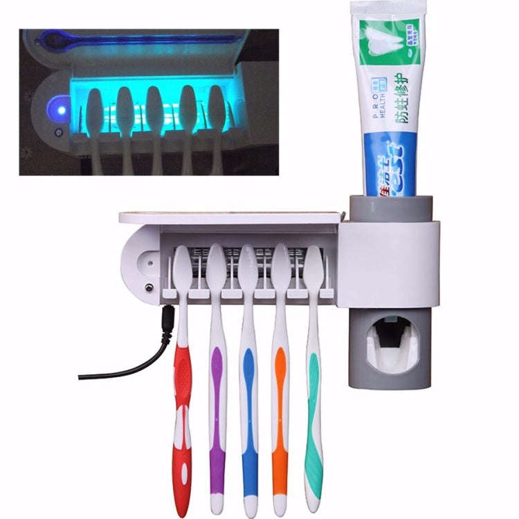 Automatic Toothpaste Dispenser Dental UV Ultraviolet Toothbrush Sterilizer Storage Holder (AU Plug)