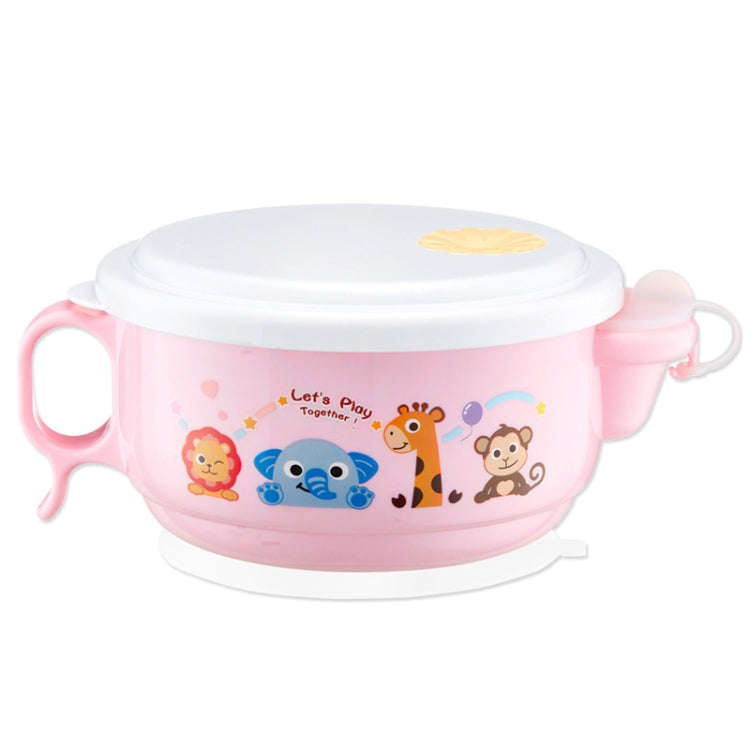450ml Stainless Steel Interior And Plastic Exterior Double Layer Cartoon Style Bowl With Cover An...
