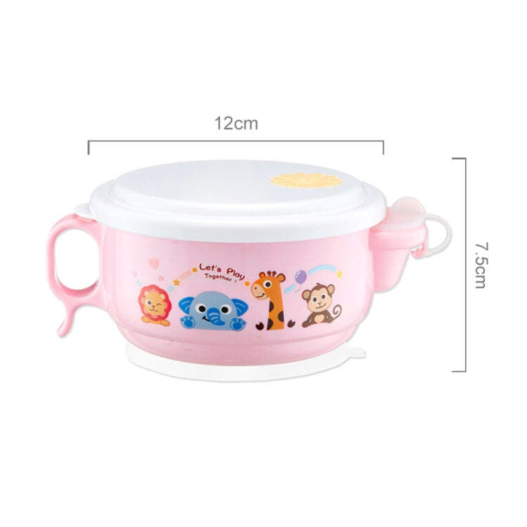 450ml Stainless Steel Interior And Plastic Exterior Double Layer Cartoon Style Bowl With Cover An...