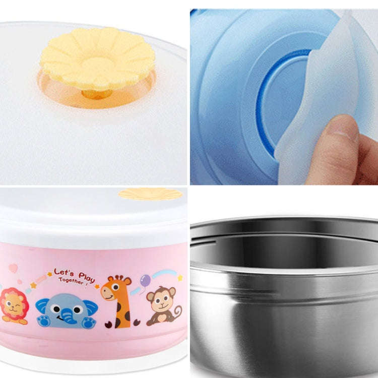 450ml Stainless Steel Interior And Plastic Exterior Double Layer Cartoon Style Bowl With Cover An...