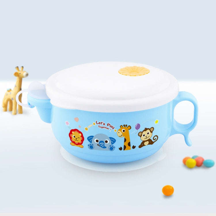 450ml Stainless Steel Interior And Plastic Exterior Double Layer Cartoon Style Bowl With Cover An...
