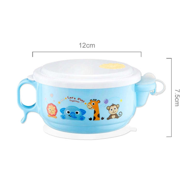 450ml Stainless Steel Interior And Plastic Exterior Double Layer Cartoon Style Bowl With Cover An...