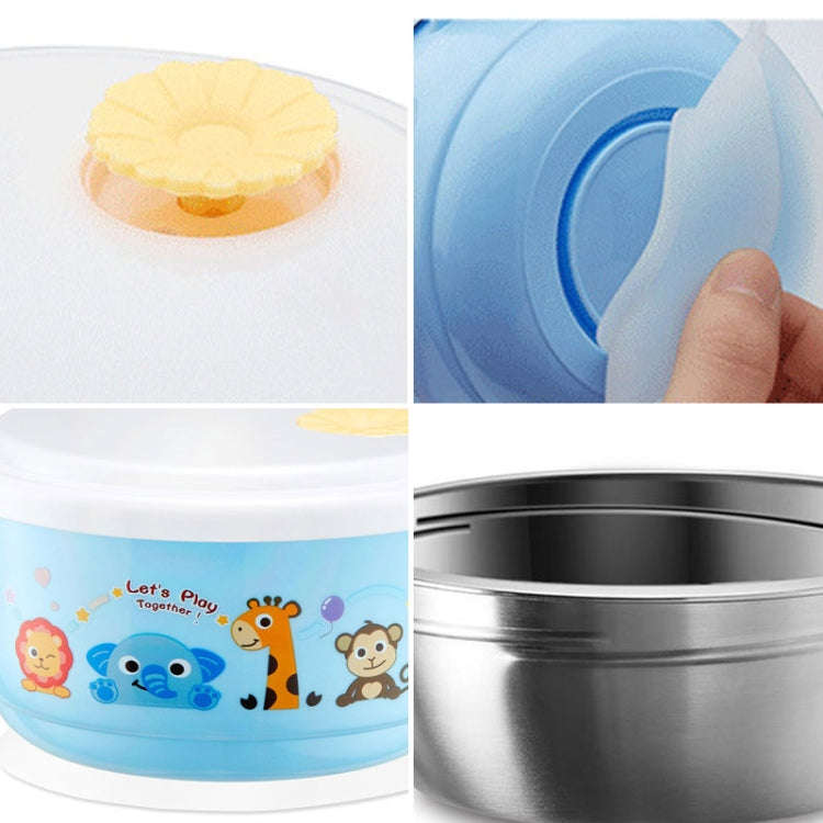 450ml Stainless Steel Interior And Plastic Exterior Double Layer Cartoon Style Bowl With Cover An...