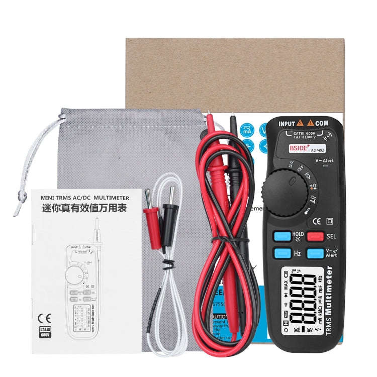 BSIDE ADM92 Handheld True RMS Digital Multimeter Auto Range 6000 Counts TRMS Tester with Live Wir...