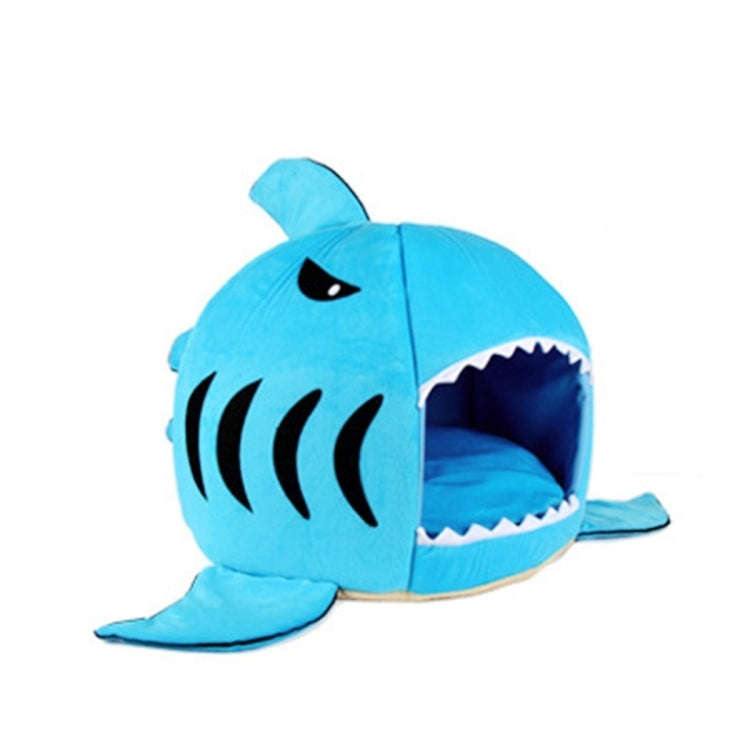 Indoor Pet Dog Puppy Cat Warm House Sharks Pet Sleeping Bed Nest, M Size: 50x50x48cm (Blue)