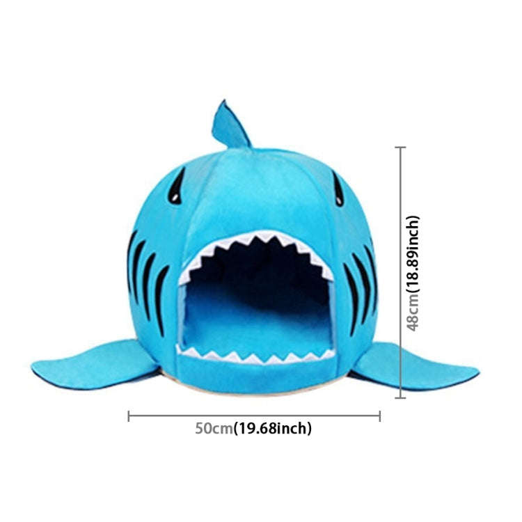 Indoor Pet Dog Puppy Cat Warm House Sharks Pet Sleeping Bed Nest, M Size: 50x50x48cm (Blue)