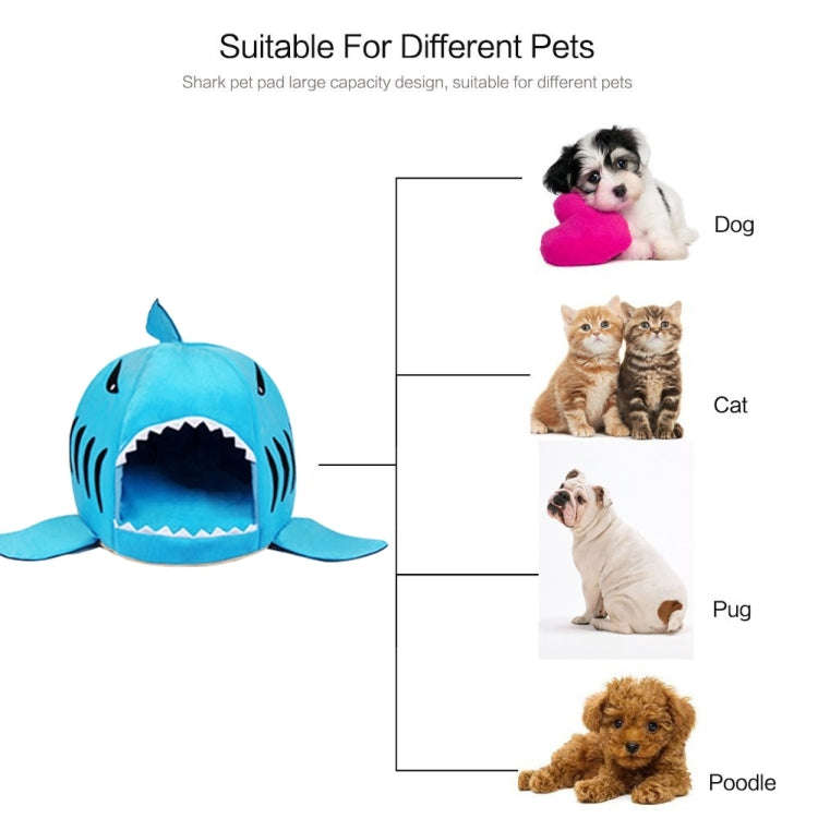 Indoor Pet Dog Puppy Cat Warm House Sharks Pet Sleeping Bed Nest, M Size: 50x50x48cm (Blue)