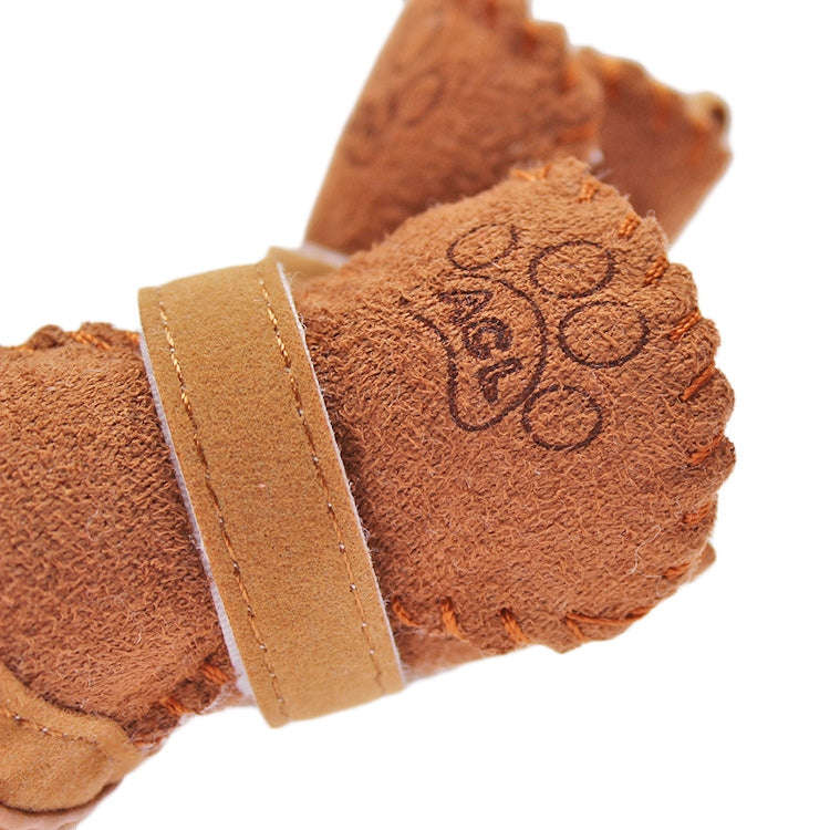 4 PCS New Style Winter Lamb Fur Snow Boots Pet Dog Shoes, Length: 4.3cm, Width: 3.5cm(Coffee)