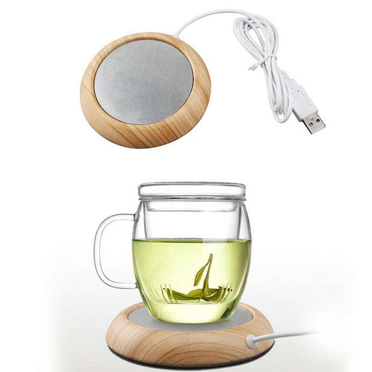 Wood Grain Marble Design USB Desktop Mug Cup Warmer Tea Coffee Drinks Heating Mat Pad, Random Col...