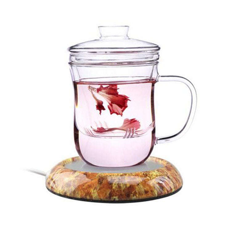 Wood Grain Marble Design USB Desktop Mug Cup Warmer Tea Coffee Drinks Heating Mat Pad, Random Col...