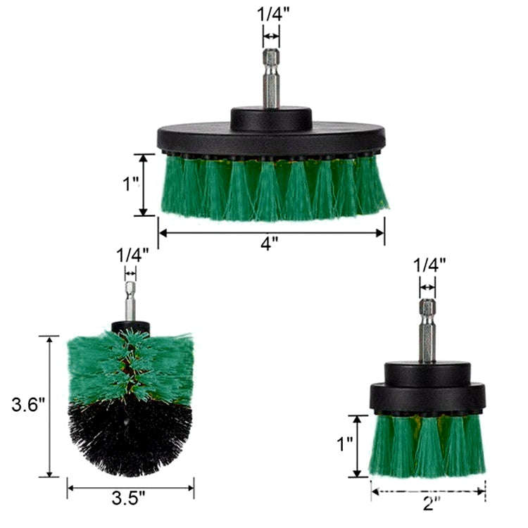 3 PCS Bathroom Kitchen Cleaning Brushes Kit for Electric Drill(Green)