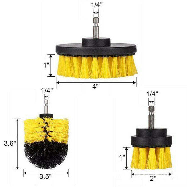 3 PCS Bathroom Kitchen Cleaning Brushes Kit for Electric Drill(Yellow)