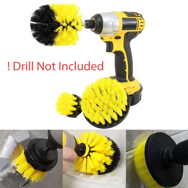 3 PCS Bathroom Kitchen Cleaning Brushes Kit for Electric Drill(Yellow)