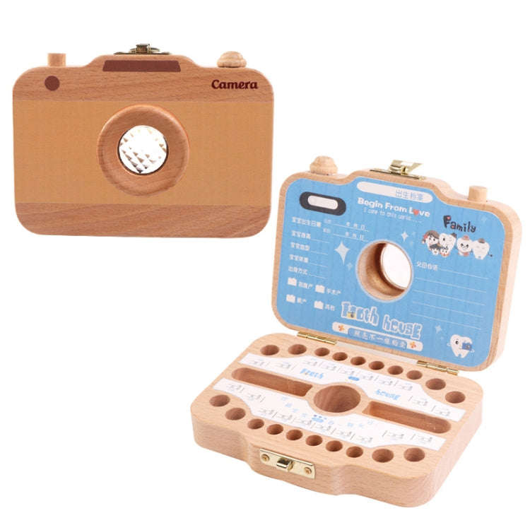 Creative Wooden Children Camera Deciduous Tooth Preservation Box Baby Teeth Tooth House Storage Box