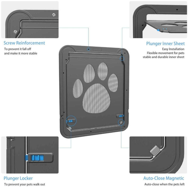 Pet Footprint Pattern Dog Auto Lock / Lockable Gate Cat Safe Flap Window Pet Screen Door, Size: 4...