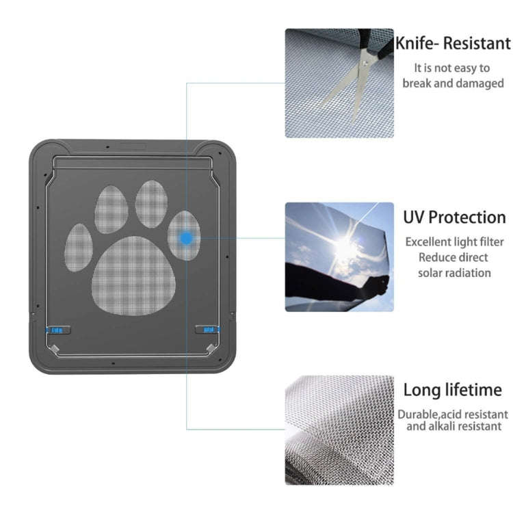 Pet Footprint Pattern Dog Auto Lock / Lockable Gate Cat Safe Flap Window Pet Screen Door, Size: 4...