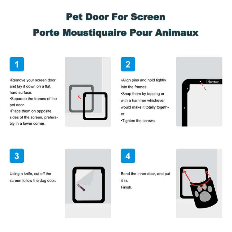 Pet Footprint Pattern Dog Auto Lock / Lockable Gate Cat Safe Flap Window Pet Screen Door, Size: 4...