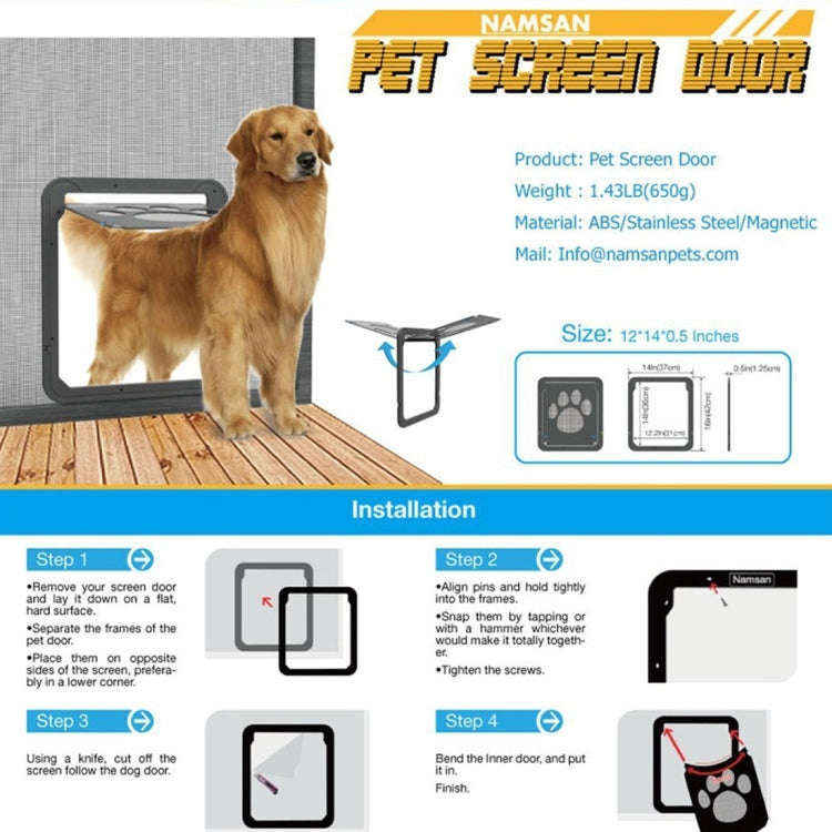 Pet Footprint Pattern Dog Auto Lock / Lockable Gate Cat Safe Flap Window Pet Screen Door, Size: 4...