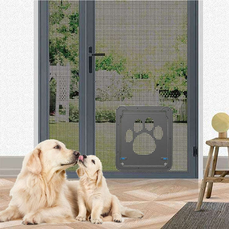 Pet Footprint Pattern Dog Auto Lock / Lockable Gate Cat Safe Flap Window Pet Screen Door, Size: 4...
