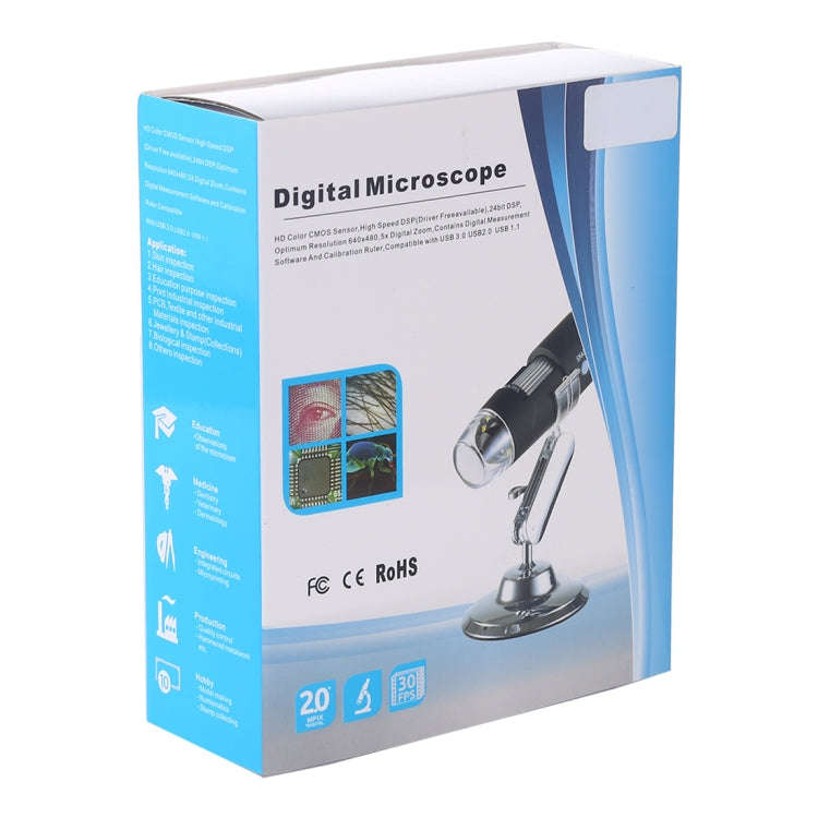 USB Magnifier HD 0.3MP Image Sensor 2560x1920P USB Digital Microscope with 8 LED & Professional S...