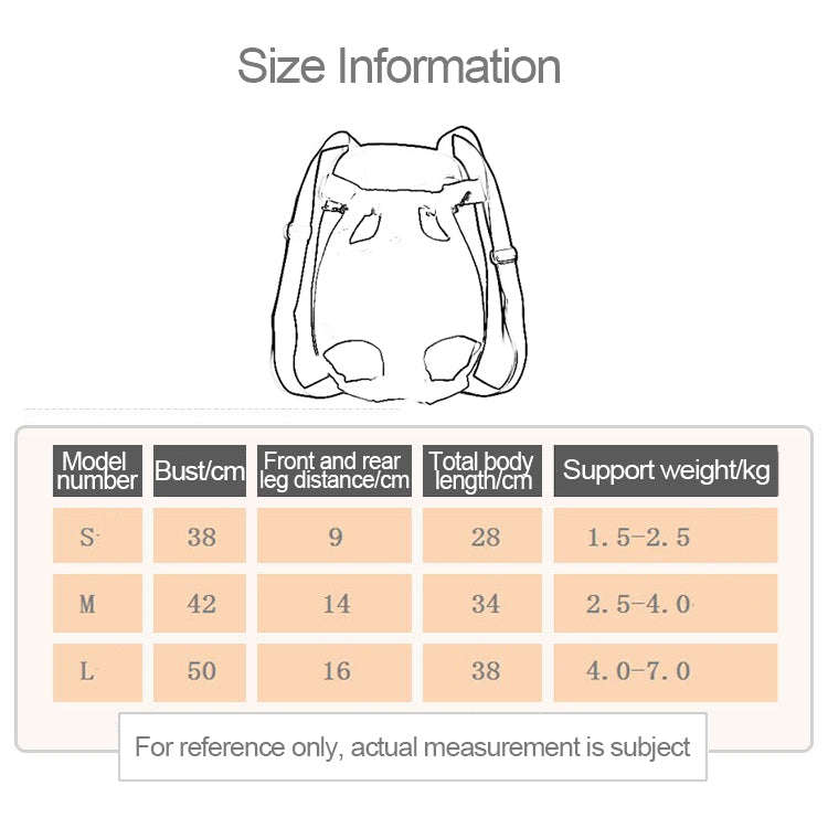 Front Pet Carrier Dog Backpack Bag, SizeL