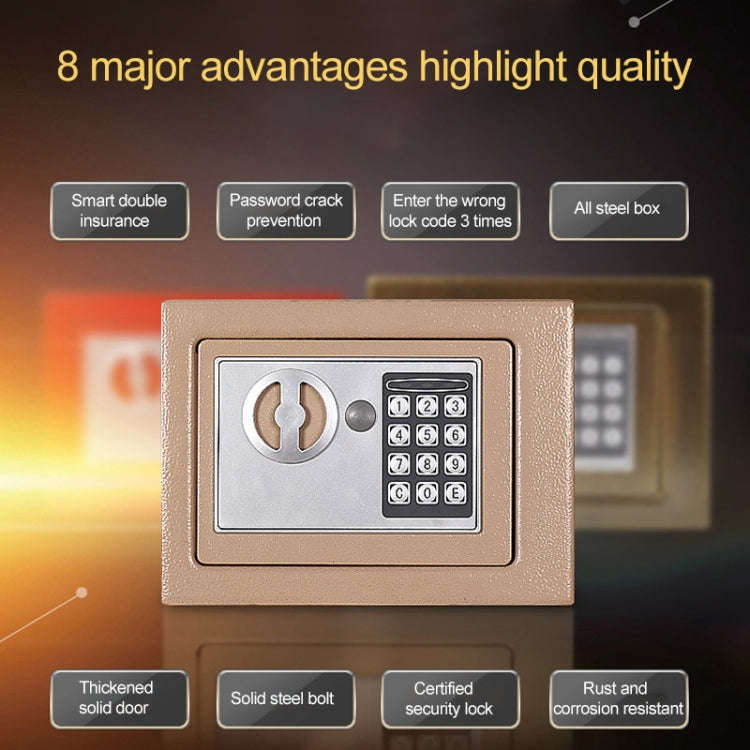 17E Home Mini Electronic Security Lock Box Wall Cabinet Safety Box with Coin-operated Function(Ob...