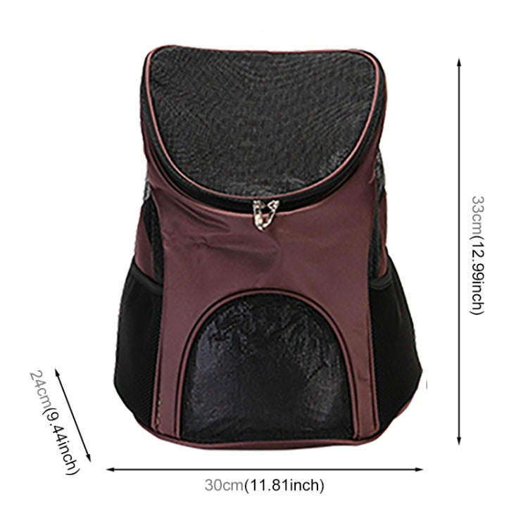 Portable Folding Nylon Breathable Pet Carrier Backpack, Size: 33 x 30 x 24cm (Coffee)