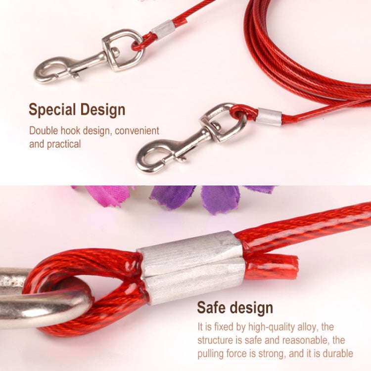 Double-end Steel Wire Rope Pet Dogs 2 in 1 Traction Rope Pet Walking Leads With Handle, Length: 5...