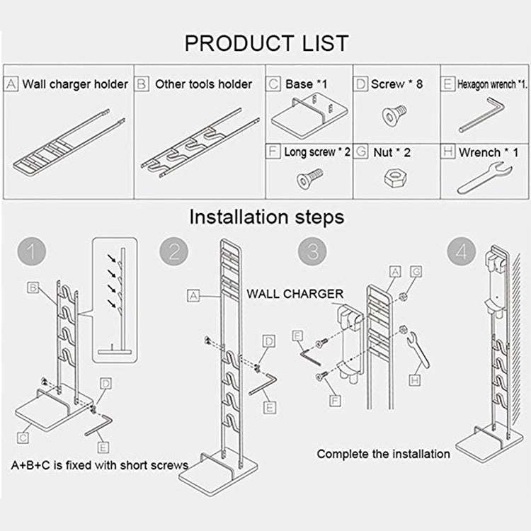 Home Vacuum Cleaner Hanger Storage Rack Free Punching for Dyson V6 V7 V8 V10(Black)