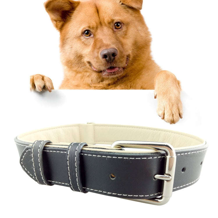 Leather Pet Dog Collar Pet Products Big Dog Collar, Size: L, 2.5 * 51cm(Black)