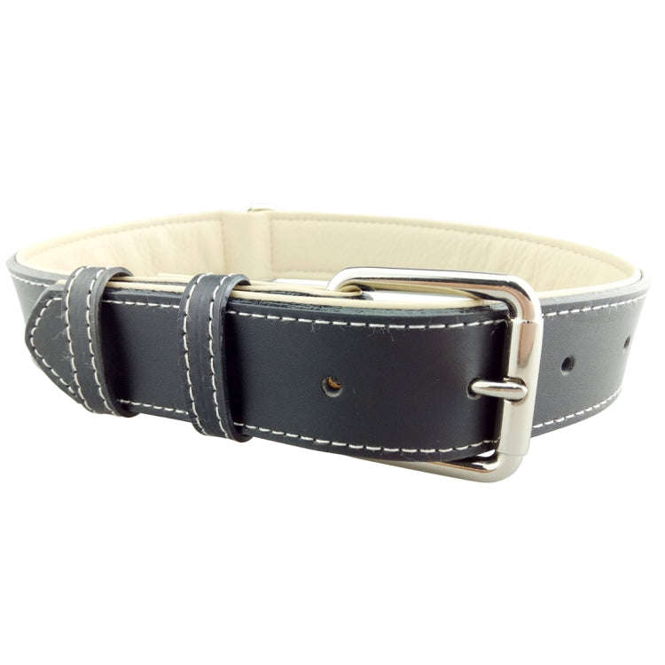 Leather Pet Dog Collar Pet Products Big Dog Collar, Size: L, 2.5 * 51cm(Black)