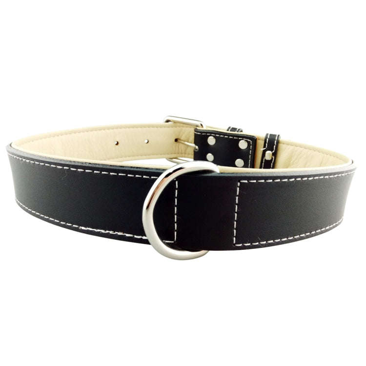 Leather Pet Dog Collar Pet Products Big Dog Collar, Size: L, 2.5 * 51cm(Black)