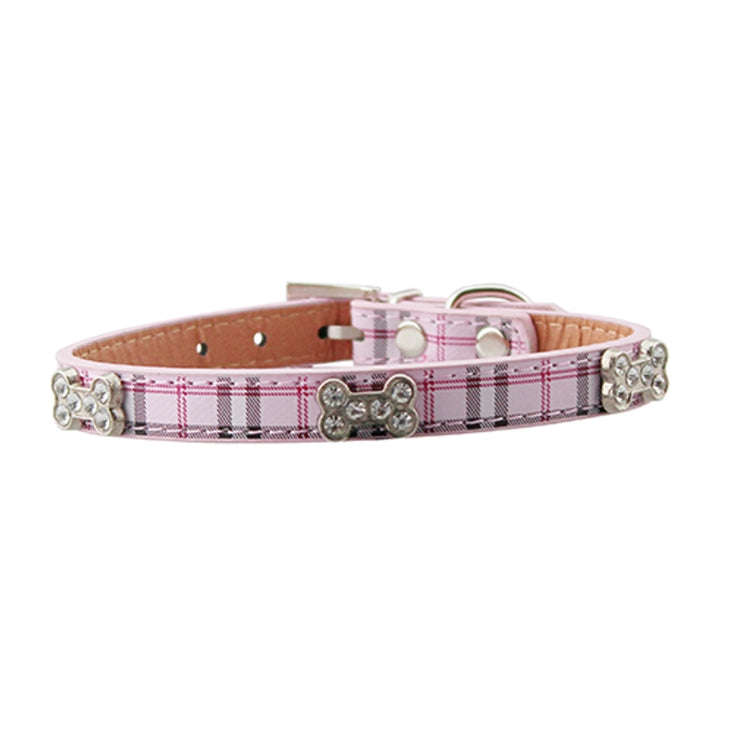 PU Leather with Bone Designs Pet Dog Collar Pet Products, Size: L, 2.5 * 51cm(Pink)