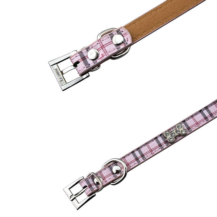 PU Leather with Bone Designs Pet Dog Collar Pet Products, Size: L, 2.5 * 51cm(Pink)