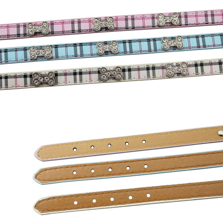 PU Leather with Bone Designs Pet Dog Collar Pet Products, Size: L, 2.5 * 51cm(Pink)