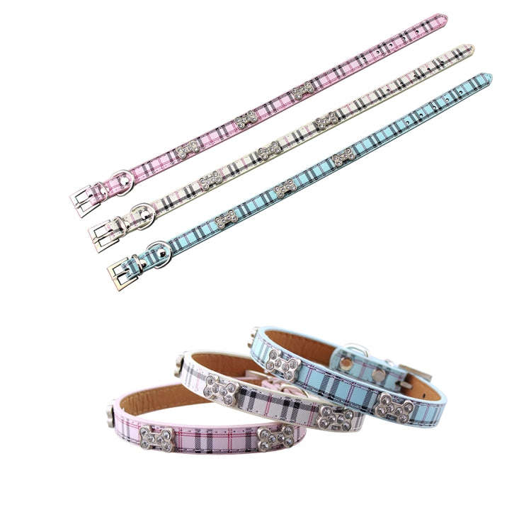 PU Leather with Bone Designs Pet Dog Collar Pet Products, Size: L, 2.5 * 51cm(Pink)