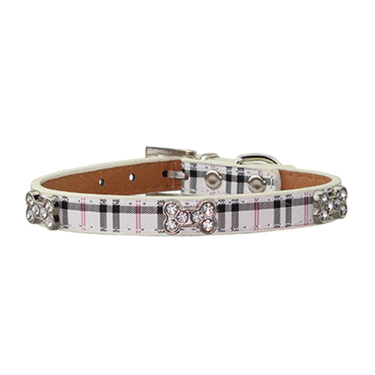 PU Leather with Bone Designs Pet Dog Collar Pet Products, Size: S, 1.5 * 37cm(Beige)