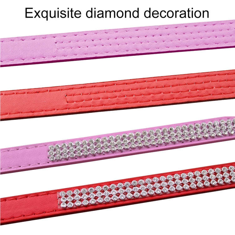 PU Diamond Studded Pet Collar Dog Collar Pet Products, Size: M, 2 * 42cm(Red)