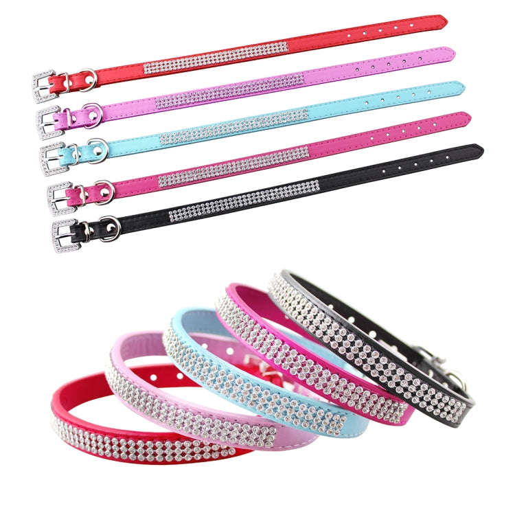 PU Diamond Studded Pet Collar Dog Collar Pet Products, Size: M, 2 * 42cm(Red)