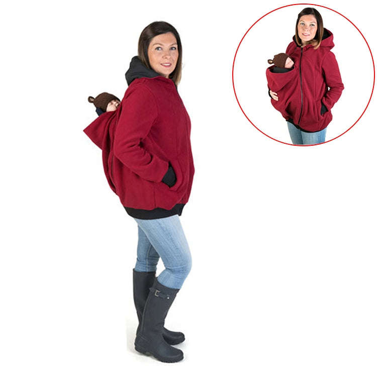 Three-in-one Multi-function Mother Kangaroo Zipper Hoodie Coat with Front Cap Size: L, Chest: 97-...