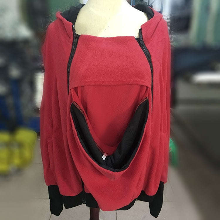 Three-in-one Multi-function Mother Kangaroo Zipper Hoodie Coat with Front Cap Size: L, Chest: 97-...