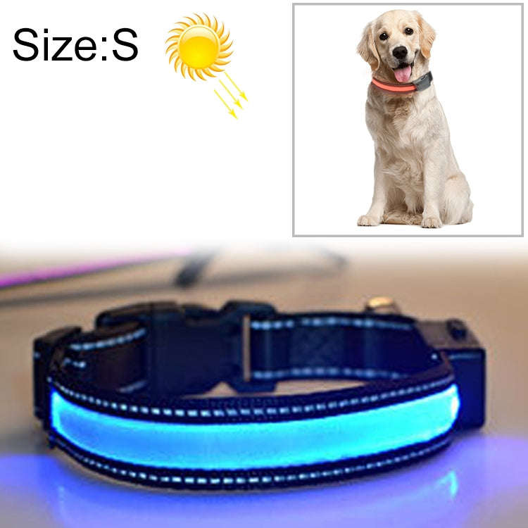 Medium and Large Dog Pet Solar + USB Charging LED Light Collar, Neck Circumference Size: S, 35-40...