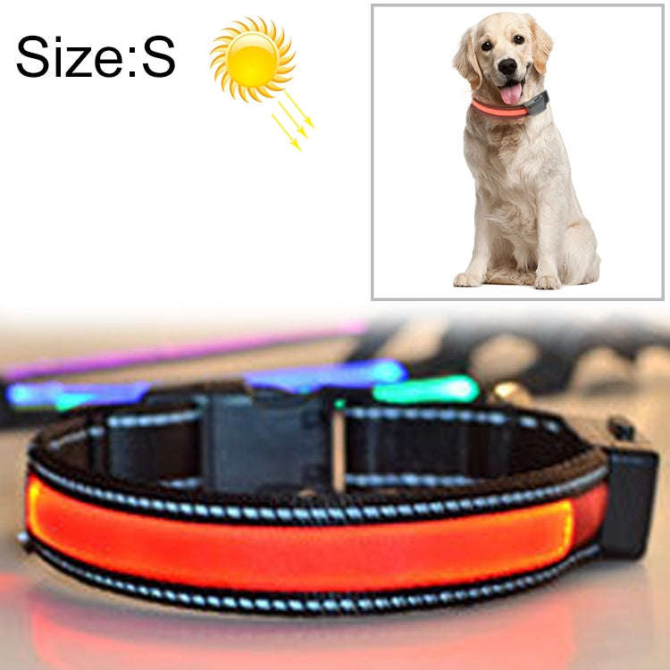 Medium and Large Dog Pet Solar + USB Charging LED Light Collar, Neck Circumference Size: S, 35-40...